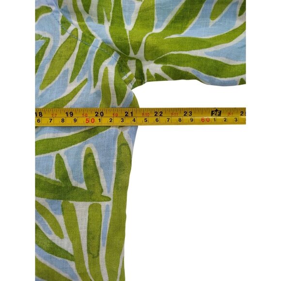Sigrid Olsen 100% Linen Button-Down Shirt With Green & Blue Leaf Print, Womens M - Picture 6 of 8